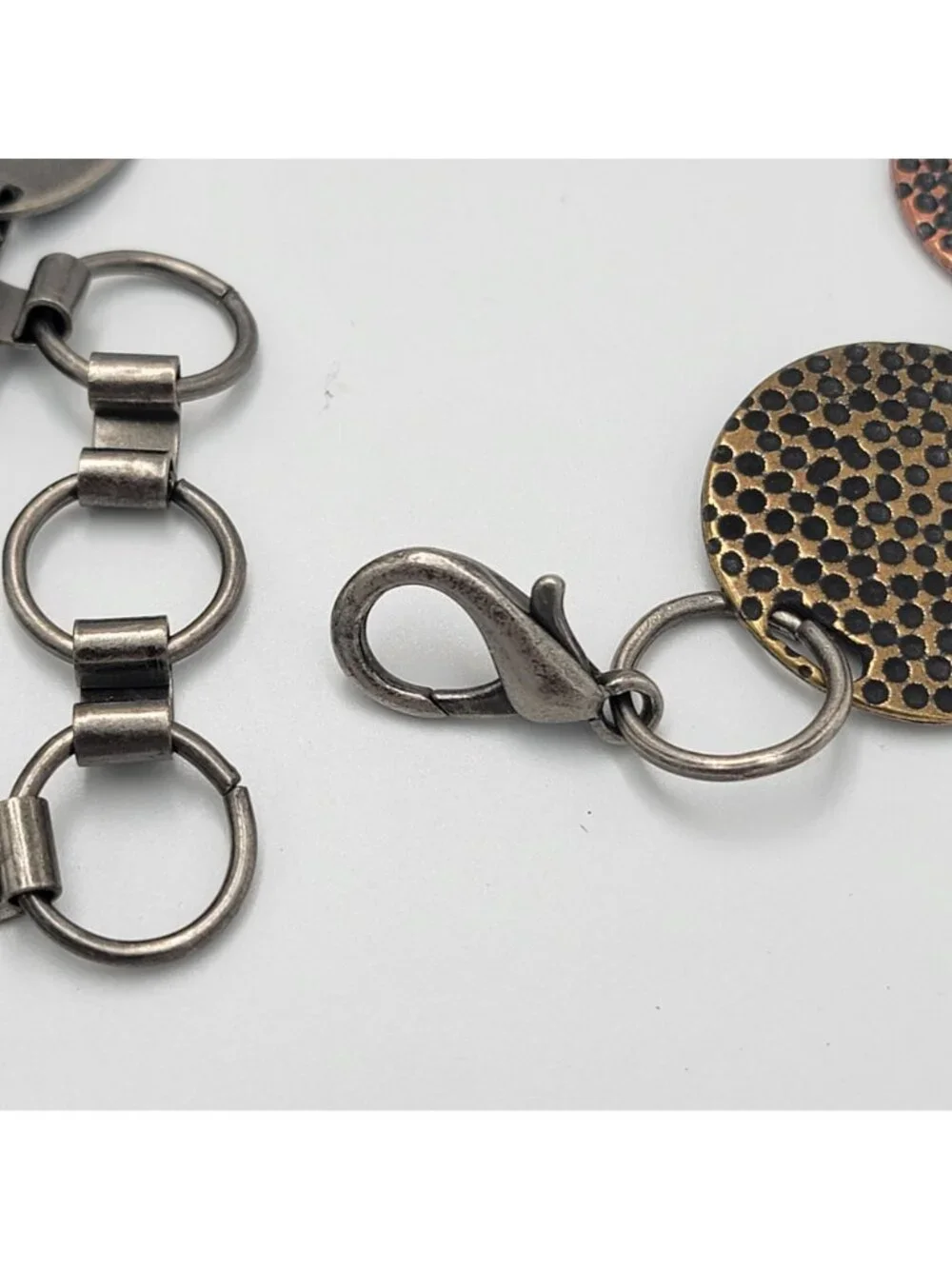 Vtg Y2K Hammered MetalDisc Chain Belt Adjustable..